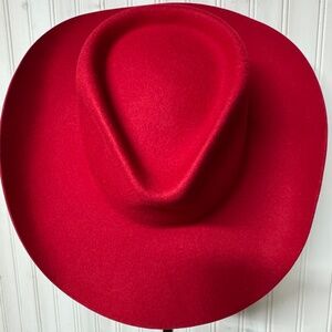 Wyeth Red Felt Cowboy Hat with Rhinestone and Pearl Stars-NWOT-bag included